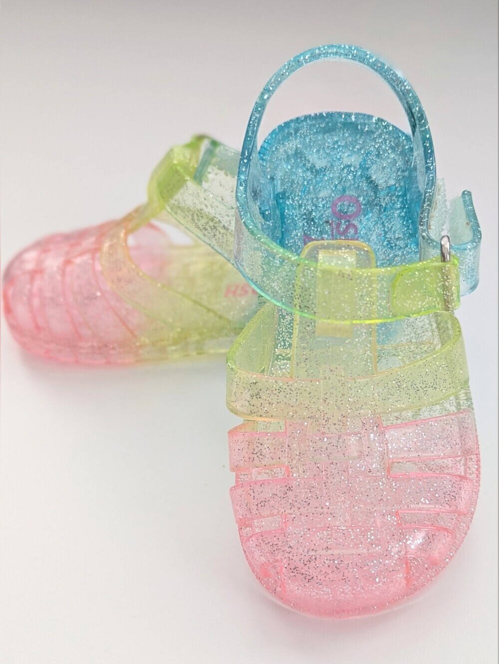 OshKosh B'gosh Kids' (Size 4) Glitter Jelly Sandals in Pastel Rainbow Colors